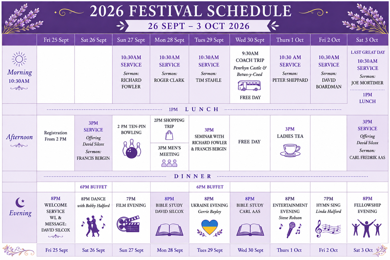 Feast Schedule